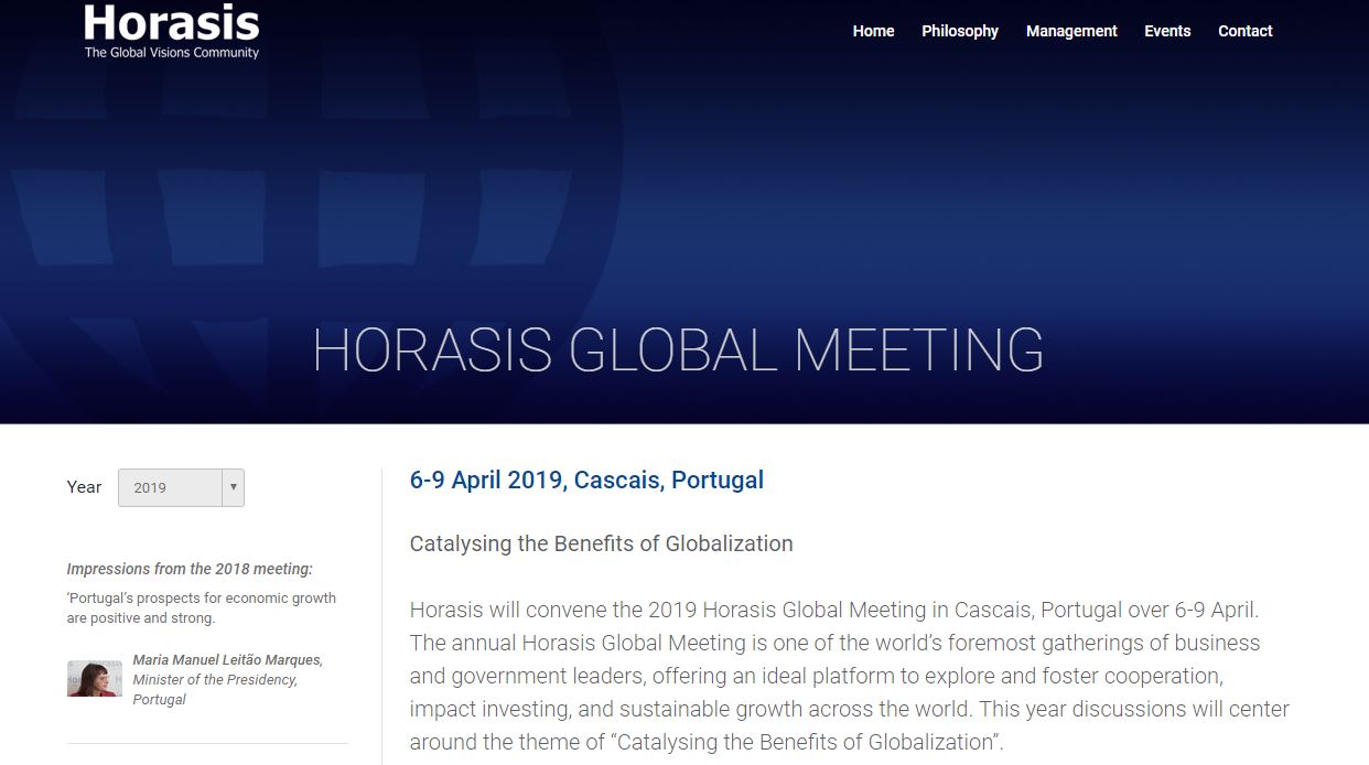 You are currently viewing Speaking at the Horasis Global Meeting 6- 9 April, 2019, Cascais, Portugal
